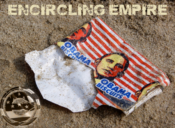 On a beach in Ghana, a discarded wrapper for "Obama Biscuits," produced in Ghana to mark Obama's visit in 2009.